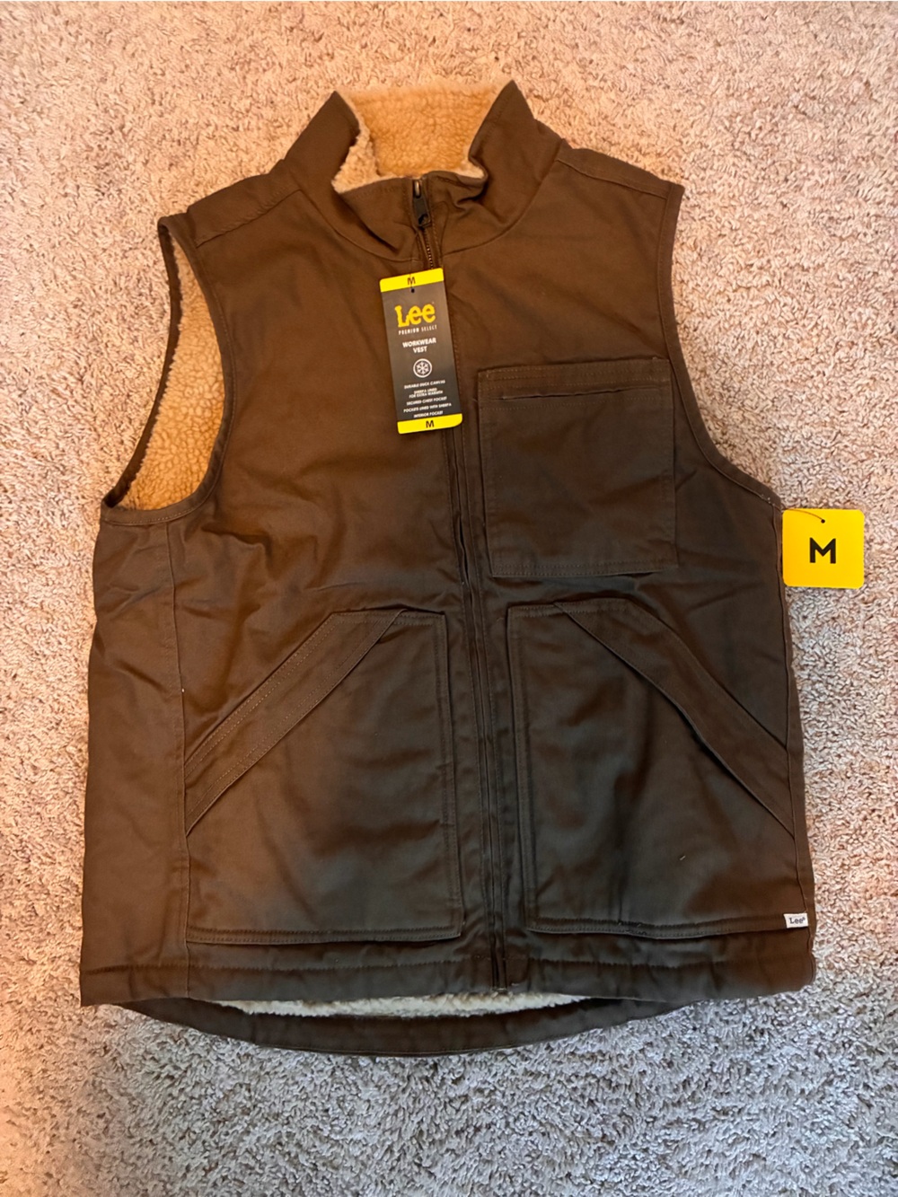 NWT Lee Men’s Workwear Canvas Sherpa-Lined Vest